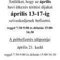 Étkezés befizetés április 13-17-ig